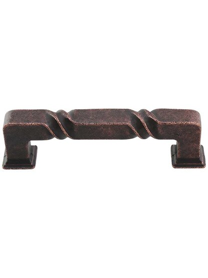 Tahoe Rustic Cabinet Pull - 3 3/4 inch Center-to-Center in Distressed Oil Rubbed Bronze.